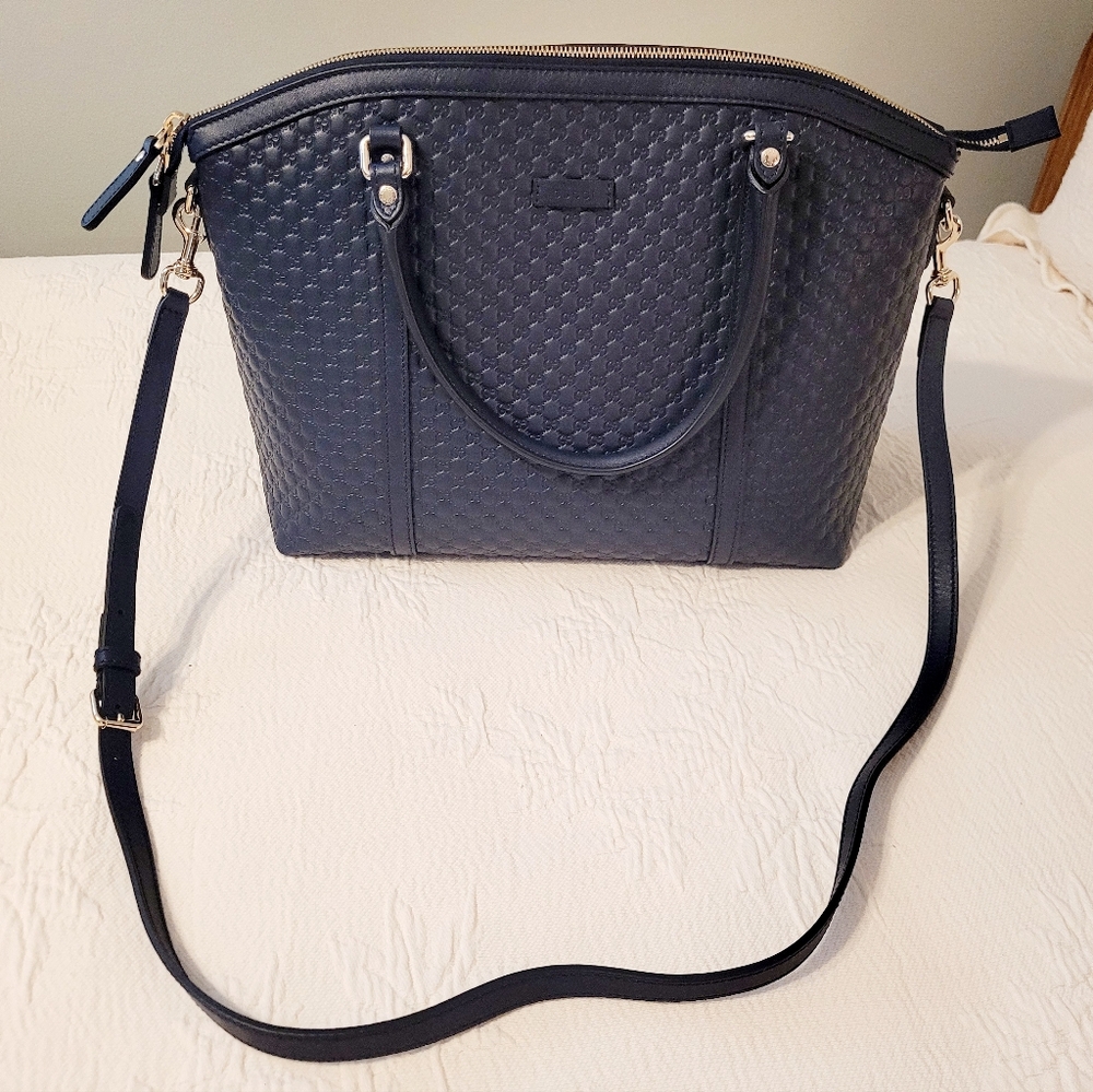 Gucci Soft Microguccissima Dome Satchel-Navy Blue